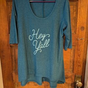Hey Y'all Women's Blue Tee - Short‎ Sleeve